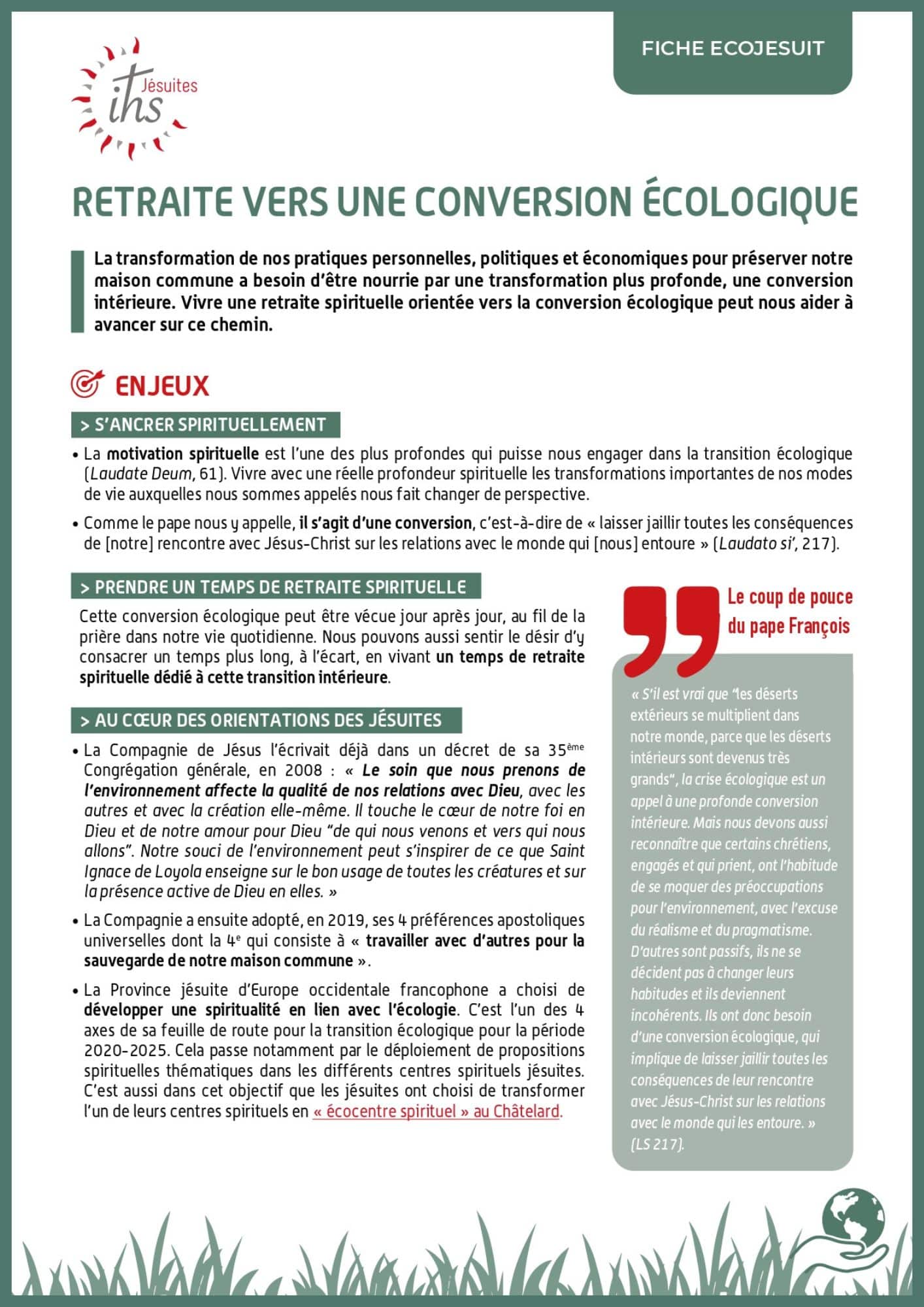 Fiche Ecojesuit retraite vers une conversion écologique